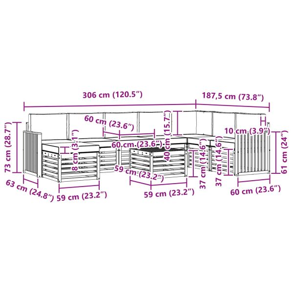 Комплекти дивани с възглавница 9 pcs Натурален и Антрацит