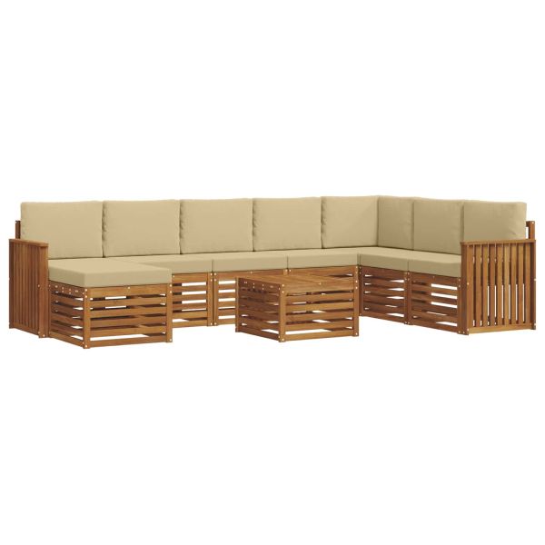 Комплекти дивани 9 pcs Натурален и Бежов Солидно акациево дърво