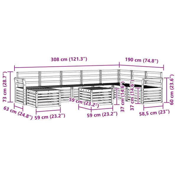 Комплекти дивани Естествен Солидно акациево дърво