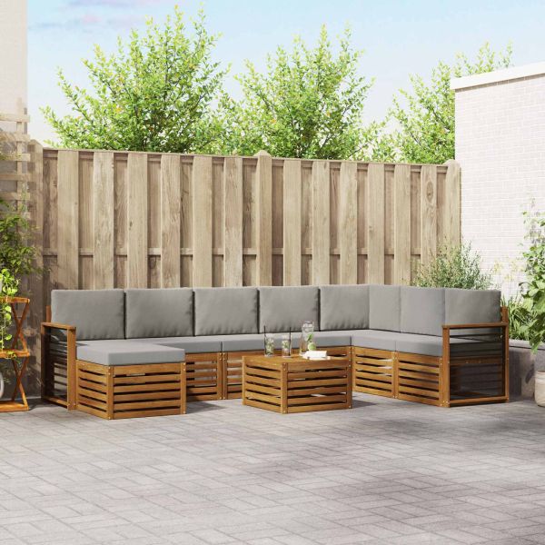 Комплекти дивани с възглавница 9 pcs Естествено и светло сиво