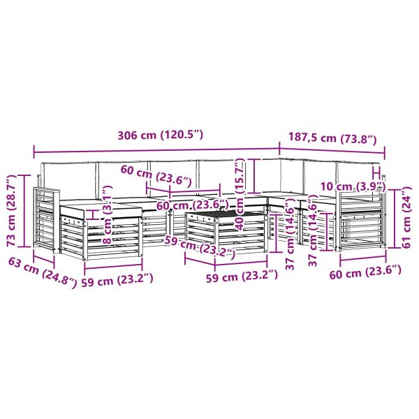 Комплекти дивани с възглавница 9 pcs Натурален и Антрацит