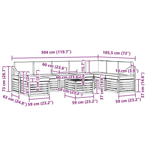 Комплекти дивани с възглавница 9 pcs Натурален и Антрацит