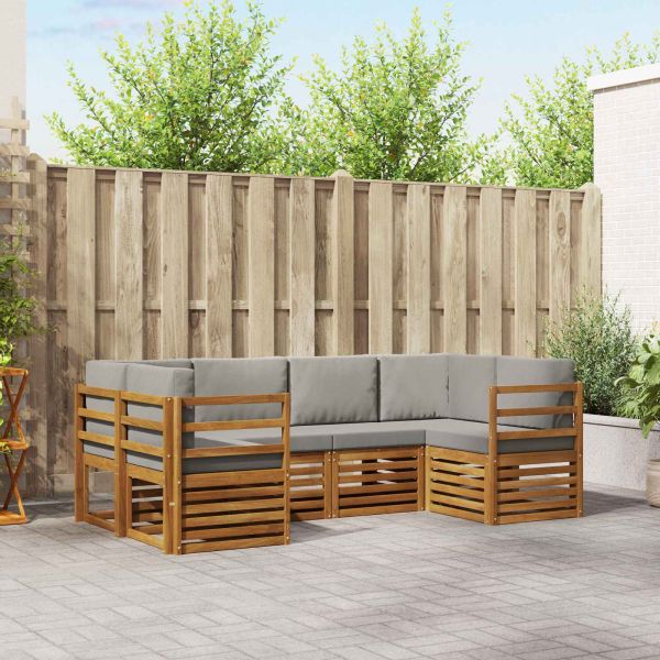 Комплекти дивани с възглавница 6 pcs Естествено и светло сиво