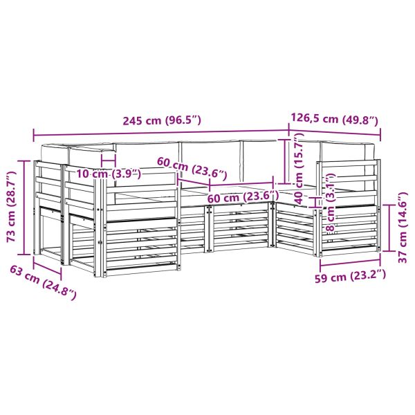 Комплекти дивани 20 pcs Естествен Солидно акациево дърво