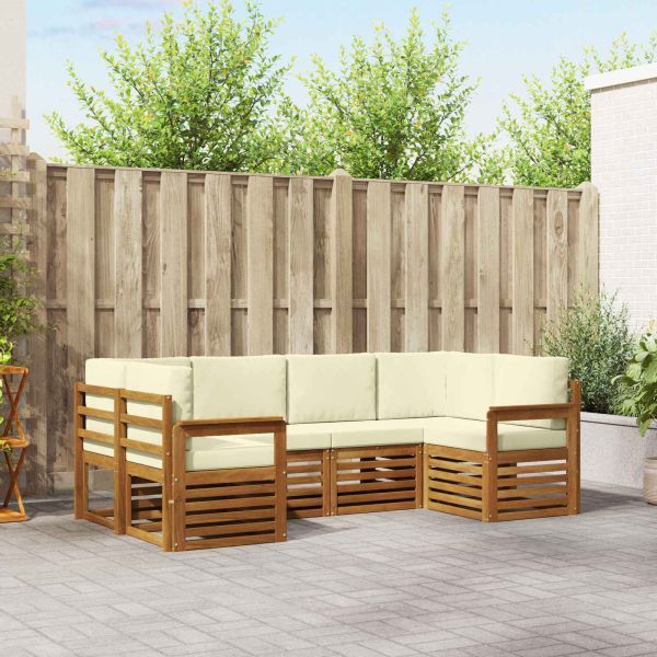 Комплекти дивани 6 pcs Натурален и Крема Солидно акациево дърво