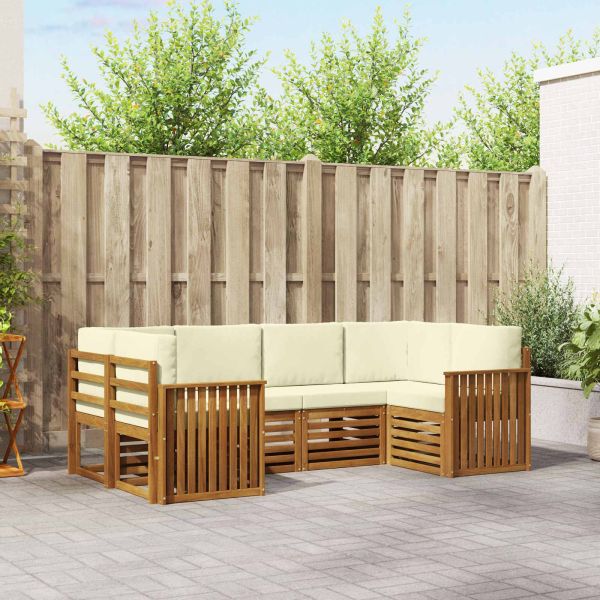 Комплекти дивани 6 pcs Натурален и Крема Солидно акациево дърво