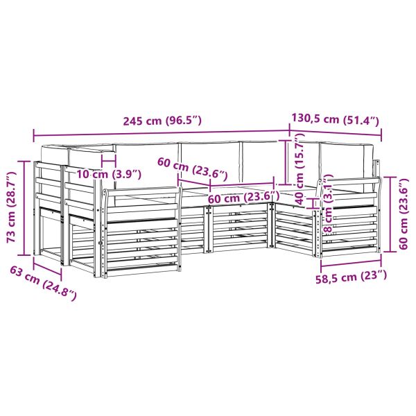Комплекти дивани 20 pcs Естествен Солидно акациево дърво