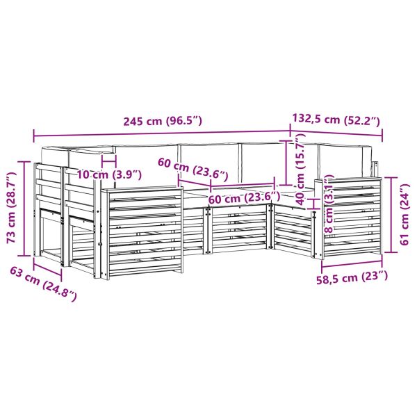 Комплекти дивани 6 pcs Натурален и Крема Солидно акациево дърво
