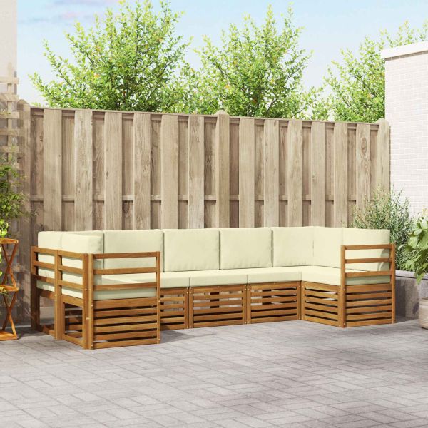 Комплекти дивани 7 pcs Натурален и Крема Солидно акациево дърво