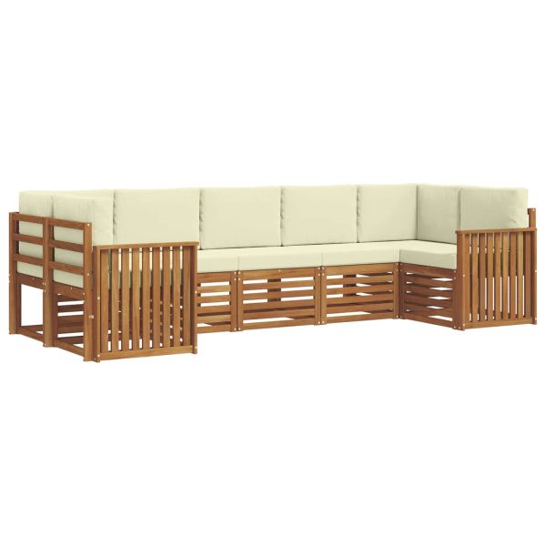Комплекти дивани 7 pcs Натурален и Крема Солидно акациево дърво