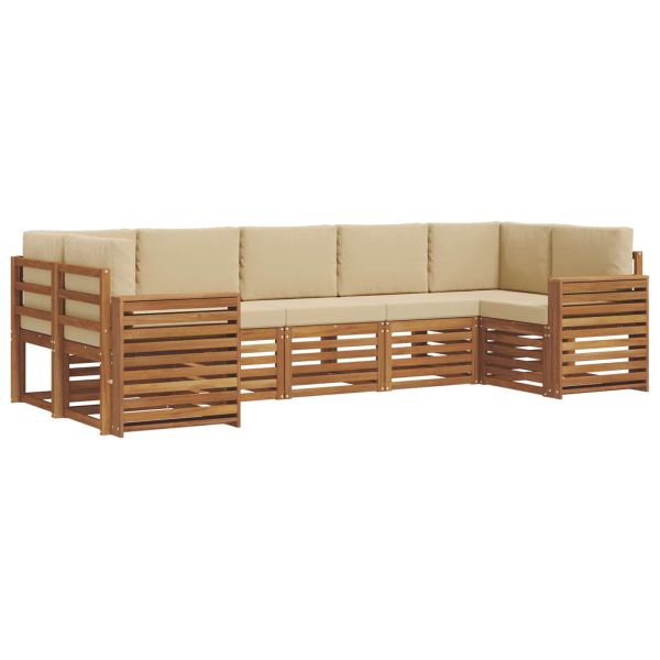 Комплекти дивани 7 pcs Натурален и Бежов Солидно акациево дърво
