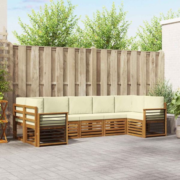 Комплекти дивани 7 pcs Натурален и Крема Солидно акациево дърво