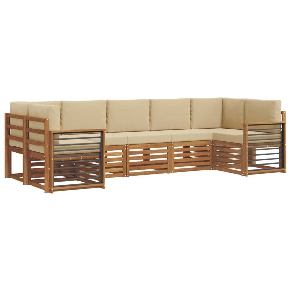 Комплекти дивани 7 pcs Натурален и Бежов Солидно акациево дърво