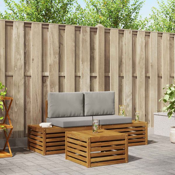 Комплект дивани за открито 3 Брой Естествено и светло сиво