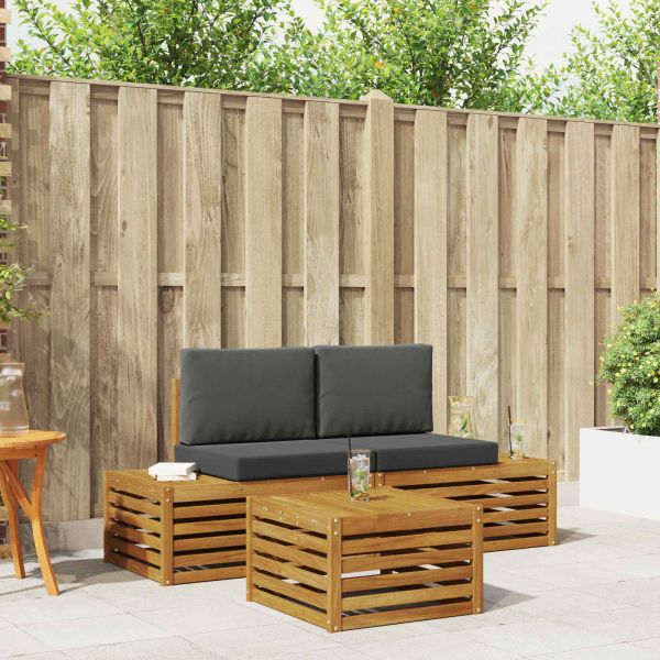 Комплект дивани за открито 3 Брой Натурален и Антрацит