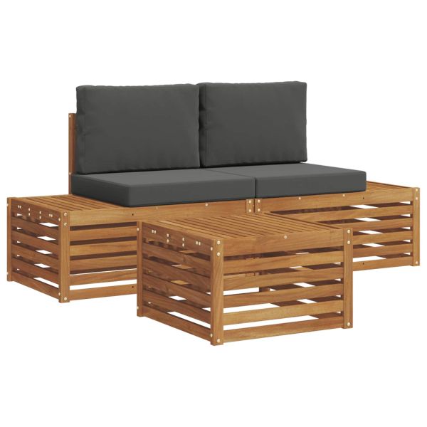 Комплект дивани за открито 3 Брой Натурален и Антрацит