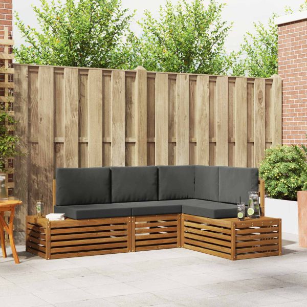 Комплект дивани за открито 4 Брой Натурален и Антрацит