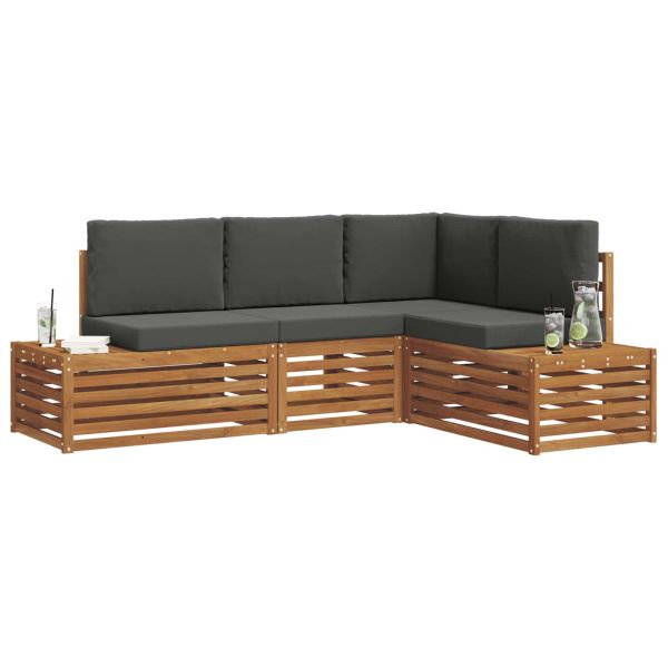 Комплект дивани за открито 4 Брой Натурален и Антрацит