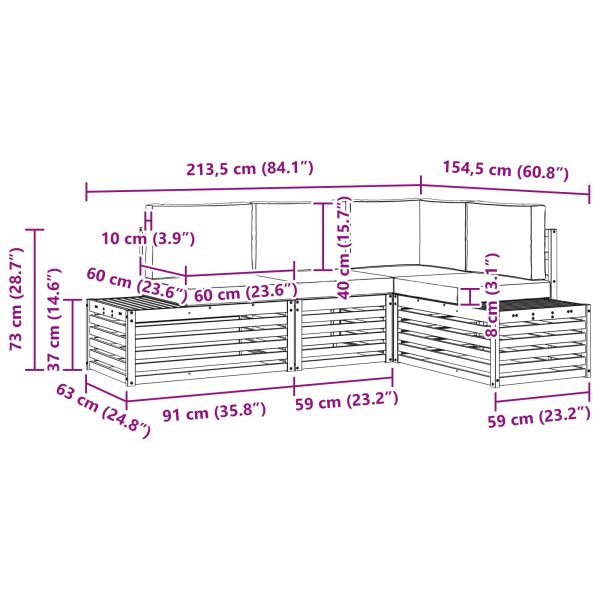 Комплект дивани за открито 4 Брой Натурален и Бежов