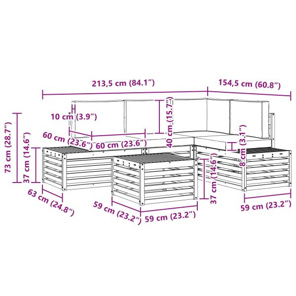 Комплект дивани за открито 5 Брой Натурален и Крема