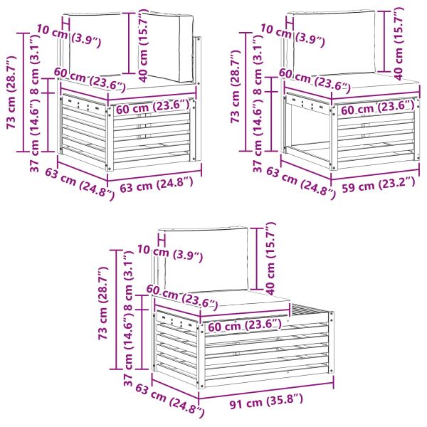 Комплект дивани за открито 6 Брой Естествено и светло сиво