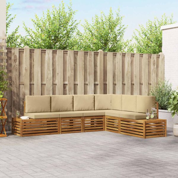 Комплект дивани за открито 6 Брой Натурален и Бежов