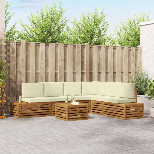 Комплект дивани за открито 7 Брой Натурален и Крема