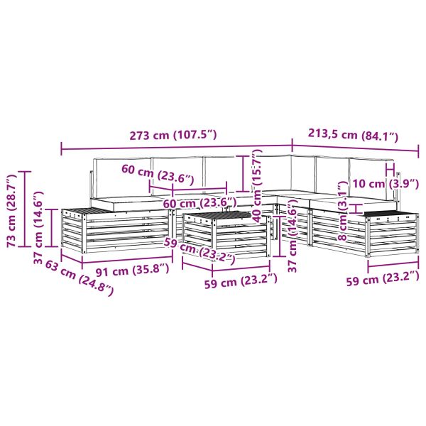 Комплект дивани за открито 7 Брой Естествено и светло сиво