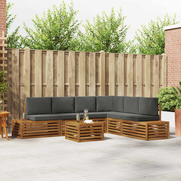 Комплект дивани за открито 7 Брой Натурален и Антрацит