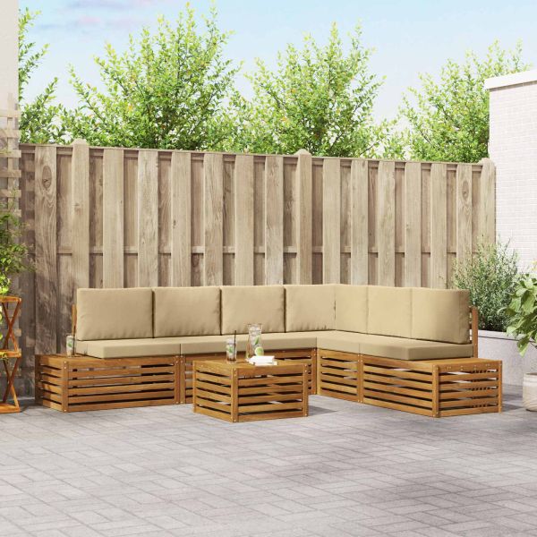 Комплект дивани за открито 7 Брой Натурален и Бежов