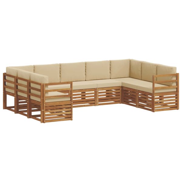 Комплекти дивани 9 pcs Натурален и Бежов Солидно акациево дърво