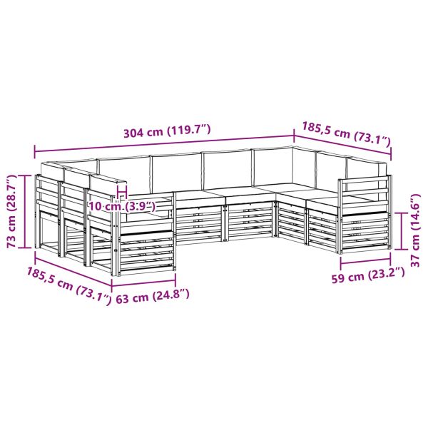 Комплекти дивани 9 pcs Натурален и Бежов Солидно акациево дърво
