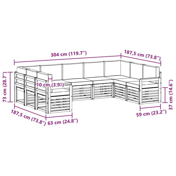 Комплекти дивани 9 pcs Натурален и Бежов Солидно акациево дърво