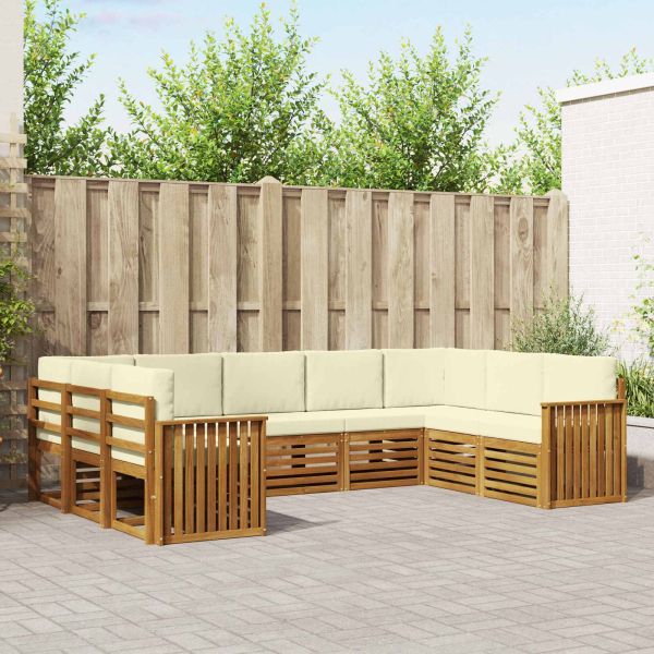 Комплекти дивани 9 pcs Натурален и Крема Солидно акациево дърво