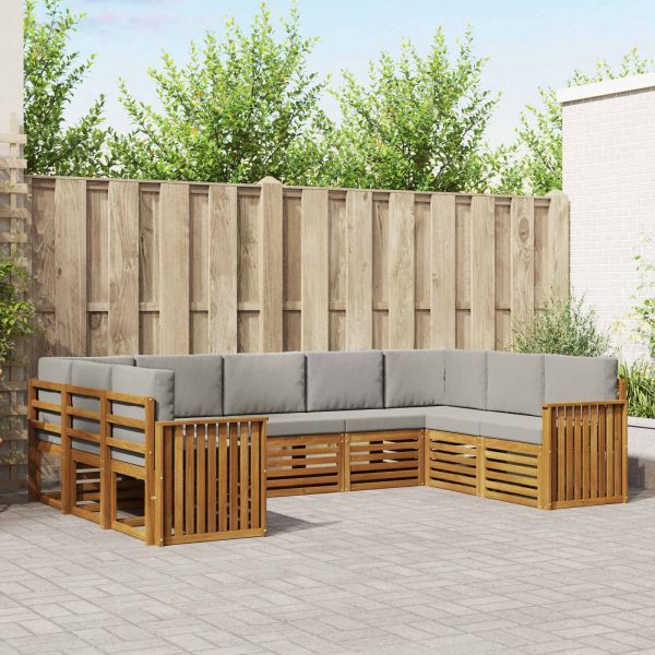 Комплекти дивани с възглавница 9 pcs Естествено и светло сиво