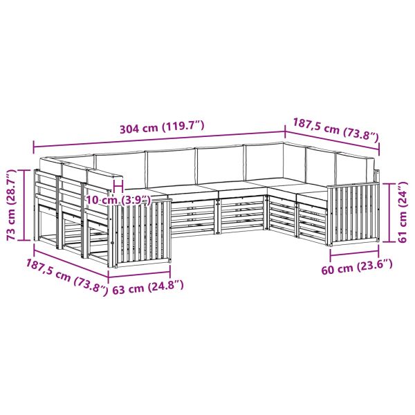 Комплекти дивани с възглавница 9 pcs Естествено и светло сиво