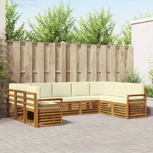 Комплекти дивани 9 pcs Натурален и Крема Солидно акациево дърво
