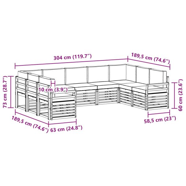 Комплекти дивани 9 pcs Натурален и Крема Солидно акациево дърво