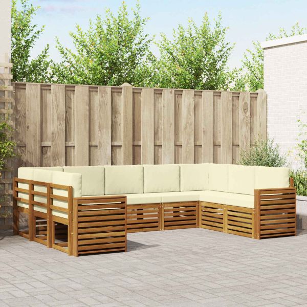 Комплекти дивани 9 pcs Натурален и Крема Солидно акациево дърво