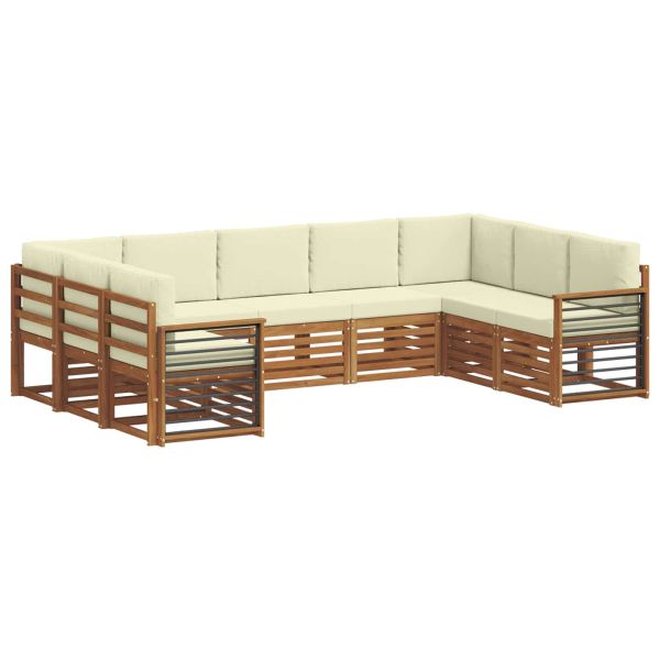 Комплекти дивани 9 pcs Натурален и Крема Солидно акациево дърво