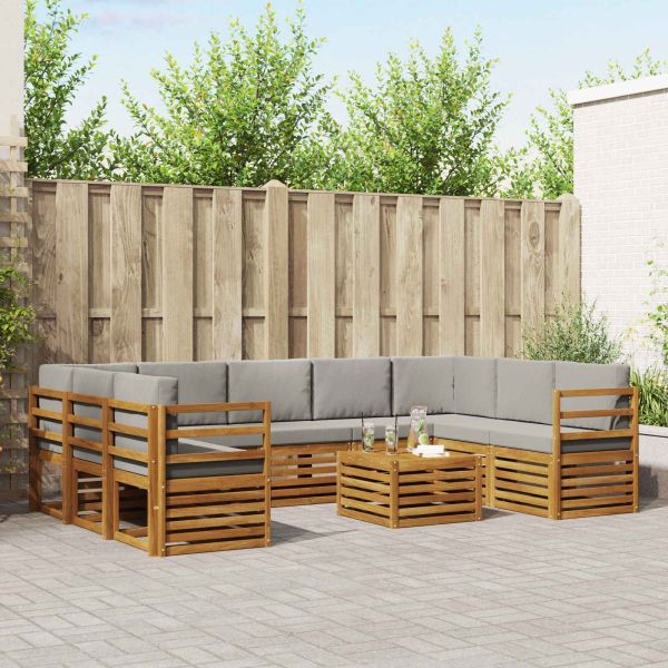 Комплекти дивани с възглавница 10 pcs Естествено и светло сиво