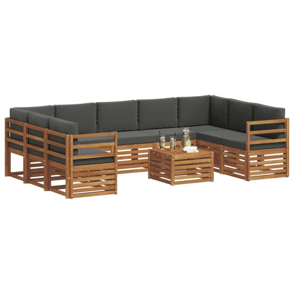 Комплекти дивани с възглавница 10 pcs Натурален и Антрацит