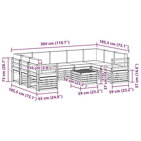 Комплекти дивани с възглавница 10 pcs Натурален и Антрацит