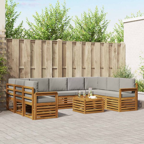 Комплекти дивани с възглавница 10 pcs Естествено и светло сиво