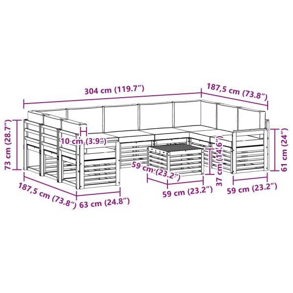 Комплекти дивани с възглавница 10 pcs Естествено и светло сиво