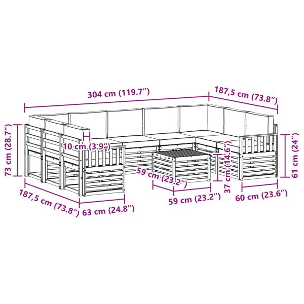 Комплекти дивани с възглавница 10 pcs Натурален и Крема