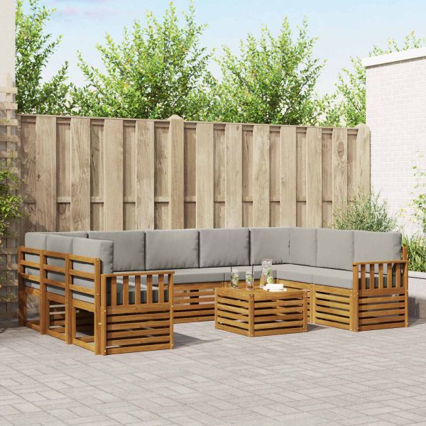 Комплекти дивани с възглавница 10 pcs Естествено и светло сиво