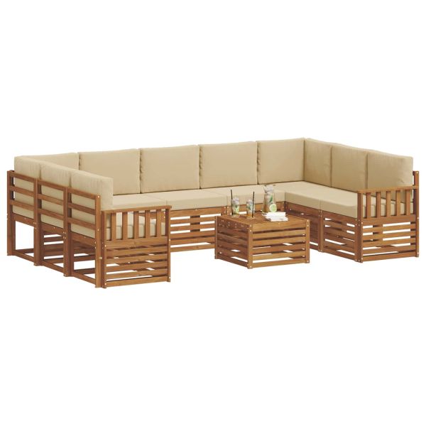 Комплекти дивани с възглавница 10 pcs Натурален и Бежов