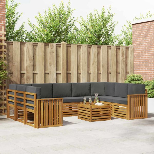 Комплекти дивани с възглавница 10 pcs Натурален и Антрацит