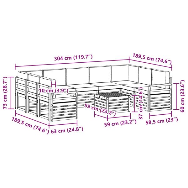 Комплекти дивани с възглавница 10 pcs Естествено и светло сиво
